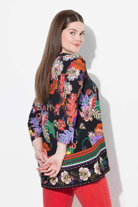 Produktbild Ulla Popken T-Shirt, Landhausdruck, A-Linie, Tunika-Ausschnitt, 3/4-Arm (50, 52)
