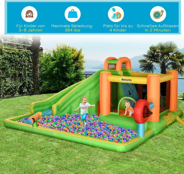 Immagine prodotto Swisshandel24 Castello gonfiabile, castello di gioco, area di salto con scivolo, parco acquatico per bambini dai
