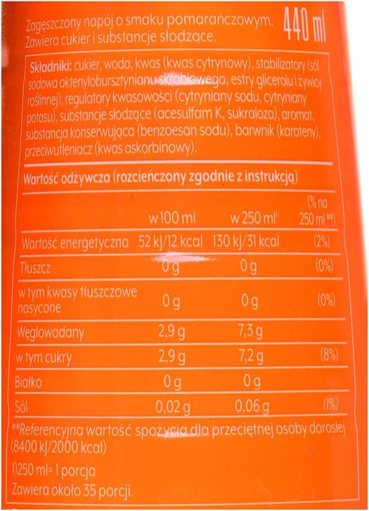 Nutritional values and ingredients SodaStream Mirinda (1 x 44 cl)