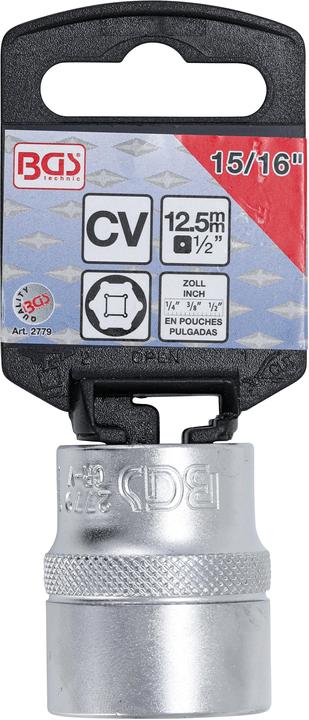 Produktbild BGS Steckschlüssel-Einsatz Sechskant Antrieb Innenvierkant 12,5 mm (1/2") SW 15/16" (15/16")