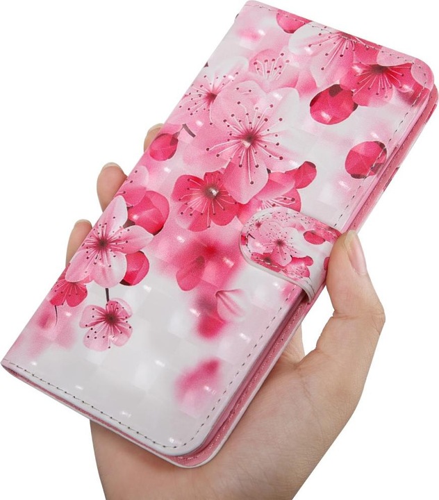 Immagine prodotto Cover-Discount iPhone SE / 8 / 7- Custodia in pelle rosa fiore effetto glitter (Apple iPhone 7, Apple iPhone 8)