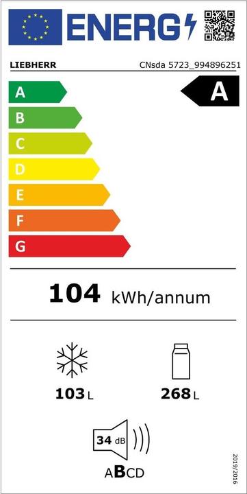 Energie-Label Liebherr CNsda5723-22 Plus (371 l)