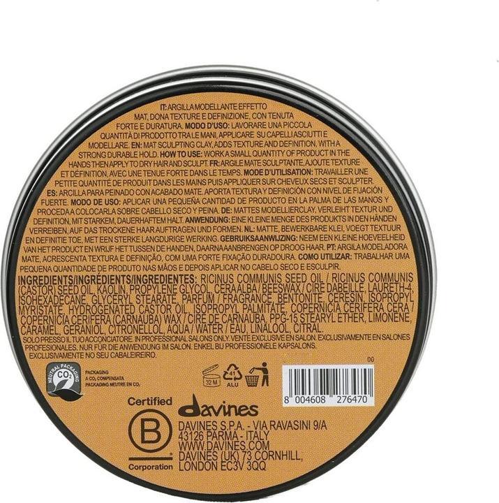 Actual product image Davines Pasta & Love - Strong Hold Mat Clay (Hair paste, Hair pomade)