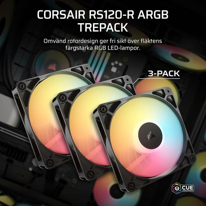 Actual product image Corsair PC-Lüfter R5 120-R ARGB Schwarz, Beleuchtung: Ja (120 mm, 3 x)