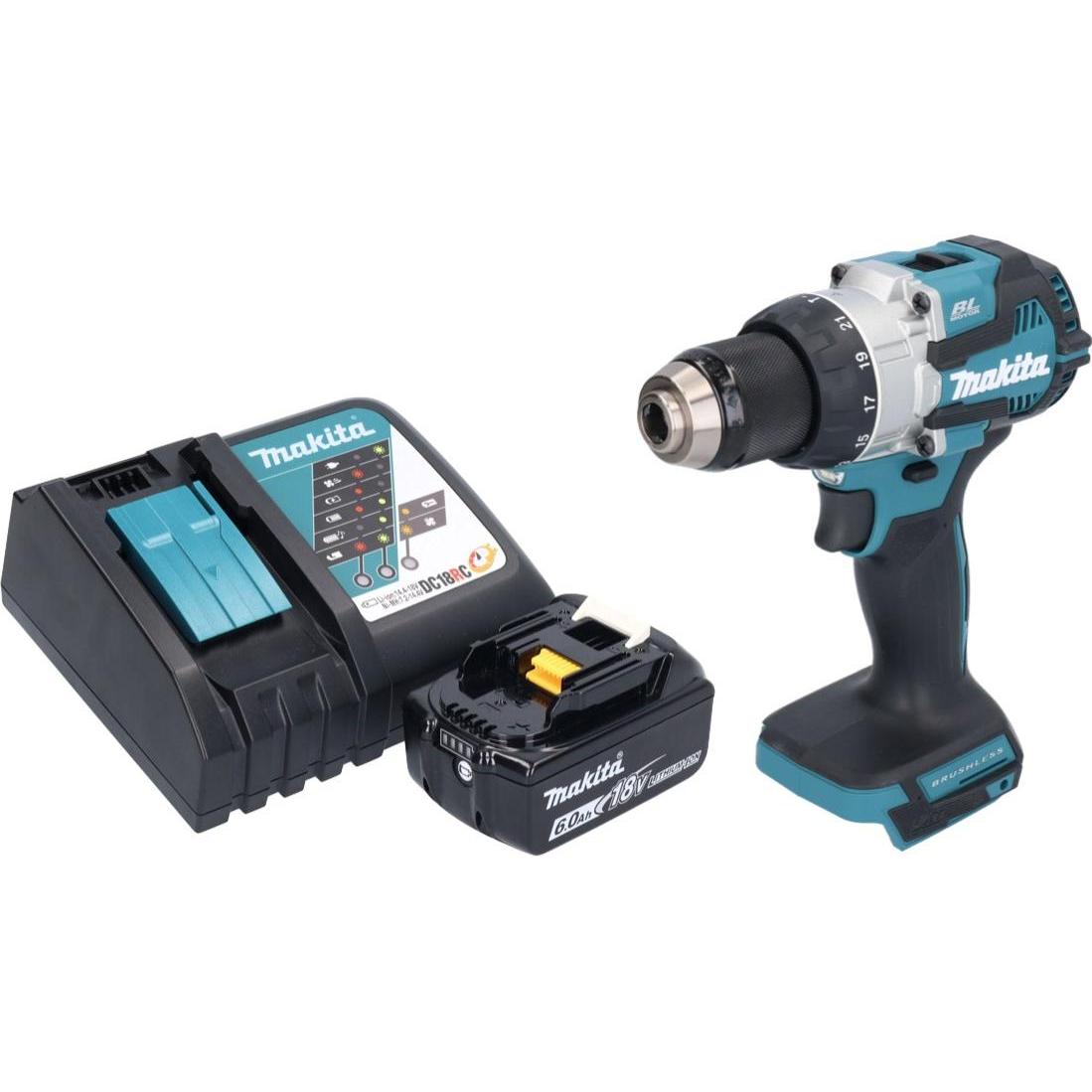 Thumbnail - Makita, Bohrmaschine + Akkuschrauber, DHP 489 RG1 Akku Schlagbohrschrauber 18 V 73 Nm Brushless + 1x Akku 6,0 Ah + Ladeg...