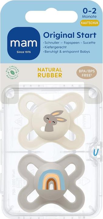 Actual product image MAM Original Start Kautschuk Schnuller 2 Stück, 0-2 Monate (2x, 0 - 2 Months)