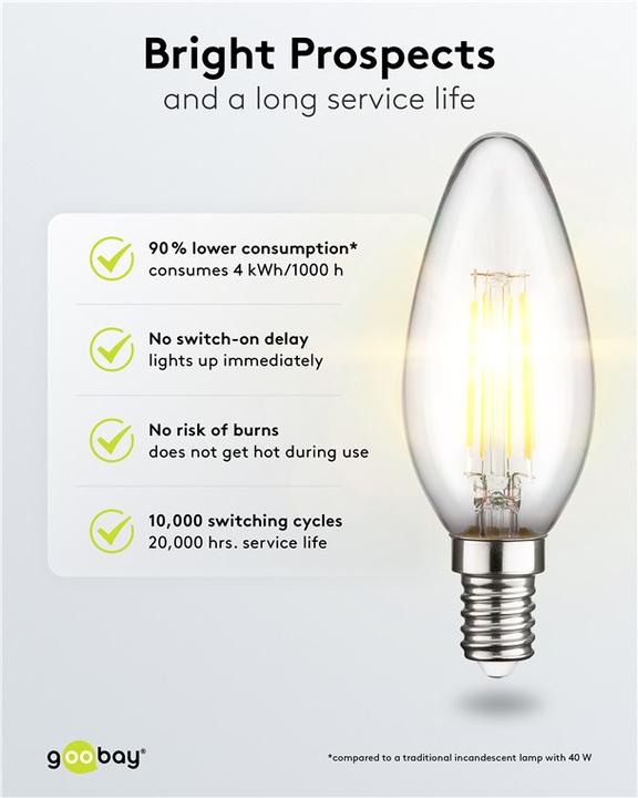 Actual product image Goobay Filament LED candle, 4 W (E14, 470 lm, 1 x)