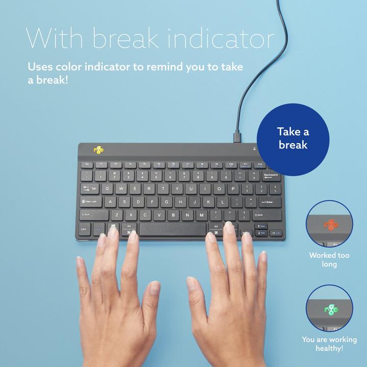 Produktbild R-Go Tools R-Go Compact Break ergonomische Tastatur QWERTZ (DE), verkabelt, weiss (DE, Kabelgebunden)