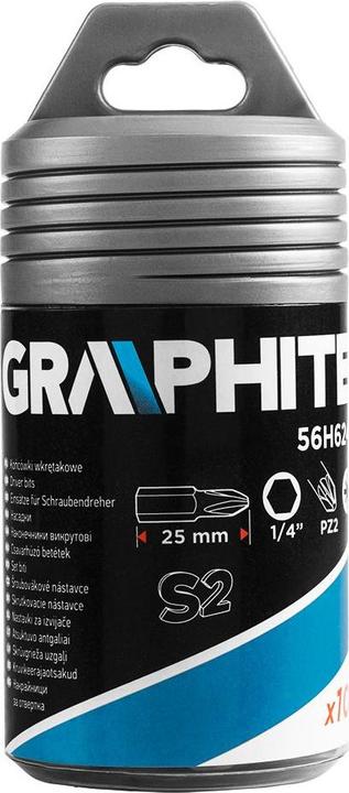 Actual product image Graphite Screwdriver bits PZ2 x 25 mm, 100 pcs. (PZ2)