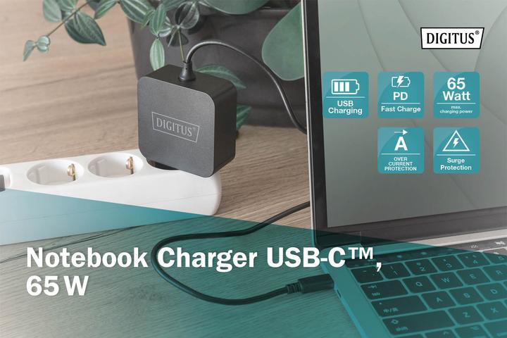 Actual product image Digitus Notebook charger USB-C power supply 65W PD3.0 DA-10071 1.2 m, black (65 W)
