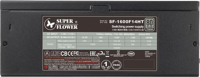 Image du produit Super Flower LEADEX TITANIUM 1600W 80 PLUS Titanium Netzteil – 1.600 Watt, schwarz (1.60 W)