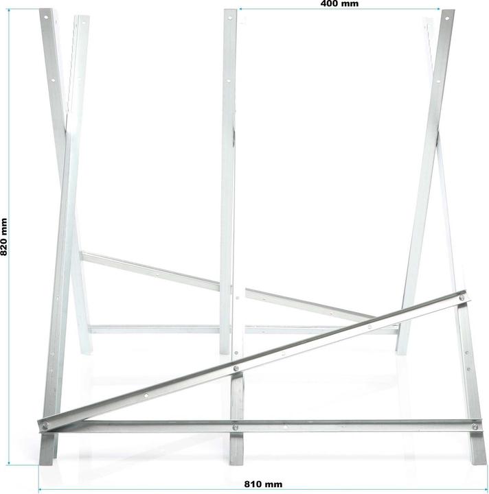 Image du produit Wiltec XPOtool Chevalet de scie pliable 3 porte-bûches galvanisé Chevalet de scie à bois Aide au sciage (80 cm, 81 cm)