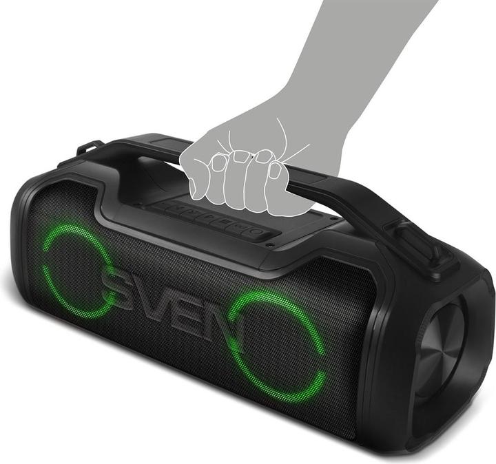 Image du produit Sven PS-390, juodas, power output (RMS), Atsparus vandeniui (IPx5), TWS, Bluetooth, Micro SD (10 h, Alimentation via port USB)