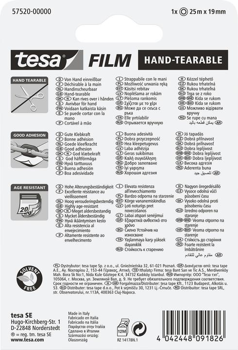 Immagine prodotto tesa il nastro adesivo tesafilm può essere strappato a mano (19 mm)