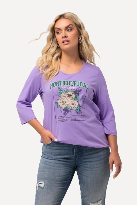 Image du produit Ulla Popken T-shirt, motif floral, base élastique, manches 3/4 (56)