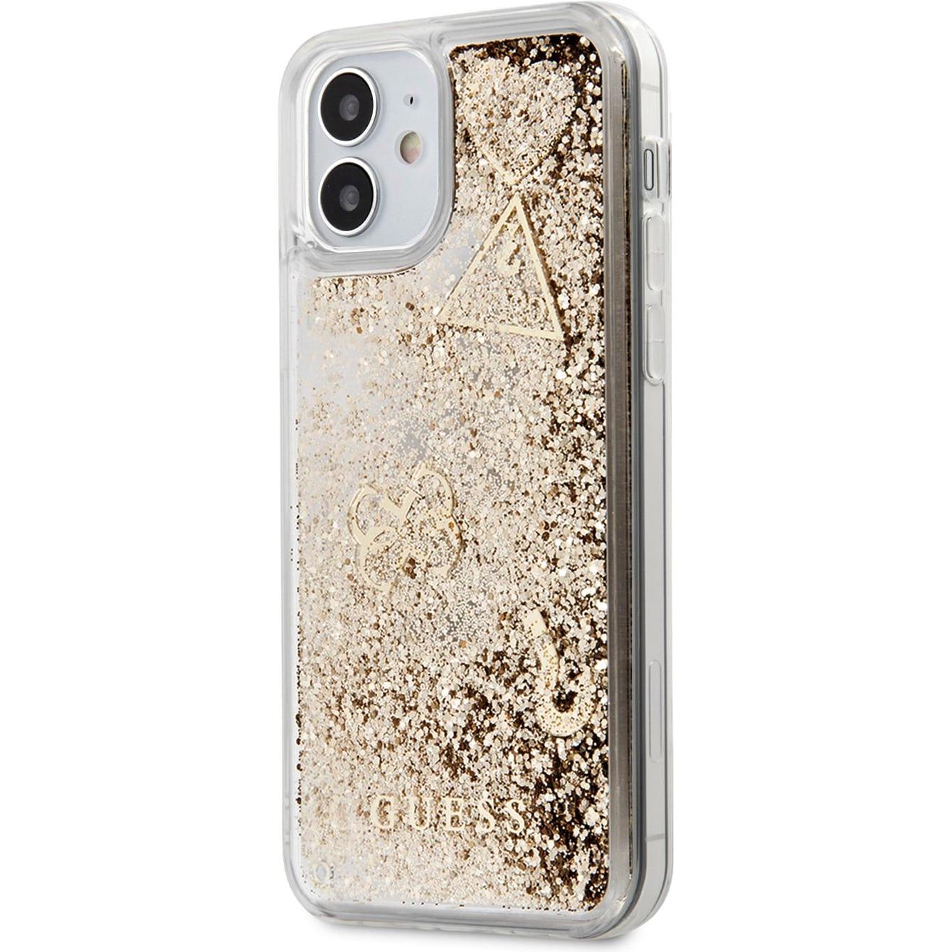 Guess Liquid Glitter (Apple iPhone 12 mini), Smartphone Hülle, Gold