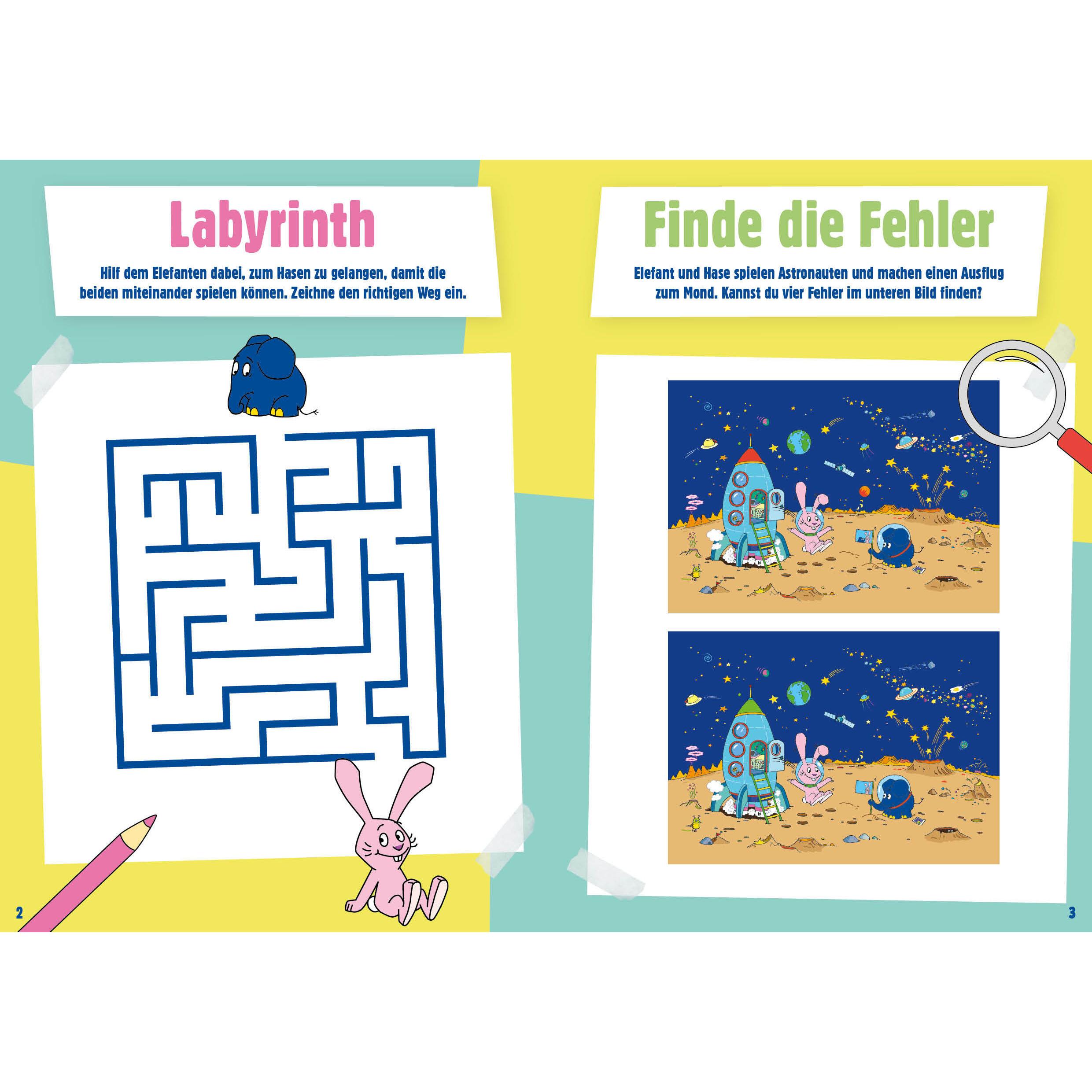 Thumbnail - Die Sendung mit dem Elefanten - Lass uns stickern, basteln, rätseln, Kinderbücher von Trickstudio Lutterbeck GmbH, Fried...
