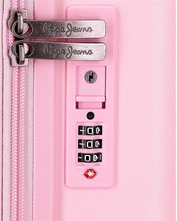 Actual product image Pepe Jeans Light Pink Suitcase Set with Wheels and TSA Lock
