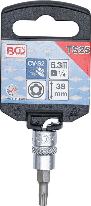 Actual product image BGS Bit Socket 6.3 mm (1/4") Drive T-Star tamperproof (for Torx) TS25 (TS25)