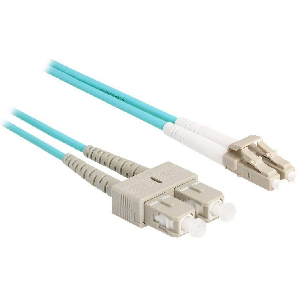 Delock LWL Kabel mit Metallarmierung LC Duplex zu SC Duplex Multimode OM3 1 m (CAT8.2, 1 m), Netzwerkkabel
