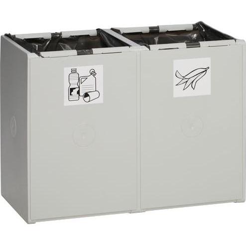 VAR Kunststoffcontainer 2-fach ohne Deckel 120 l, Abfalleimer, Grau