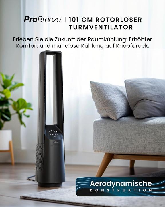 Actual product image Breeze Rotorloser Turmventilator mit Fernbedienung und Timer (62 dB)