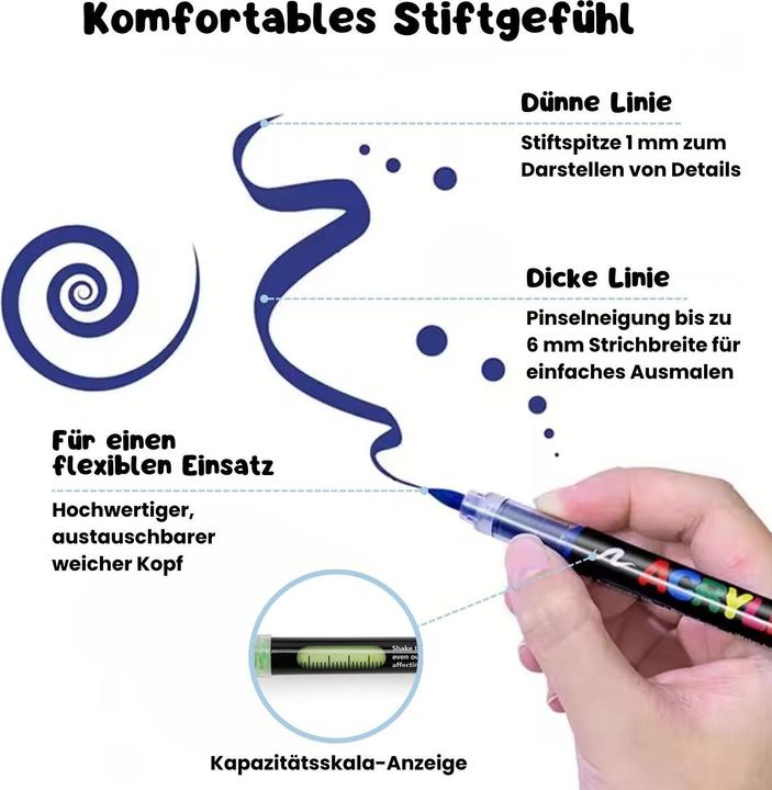 Image du produit Hermex 72-tlg. Set Acrylmarker Arcrylstifte Acryl Brush Marker Pinselstifte (72 x)