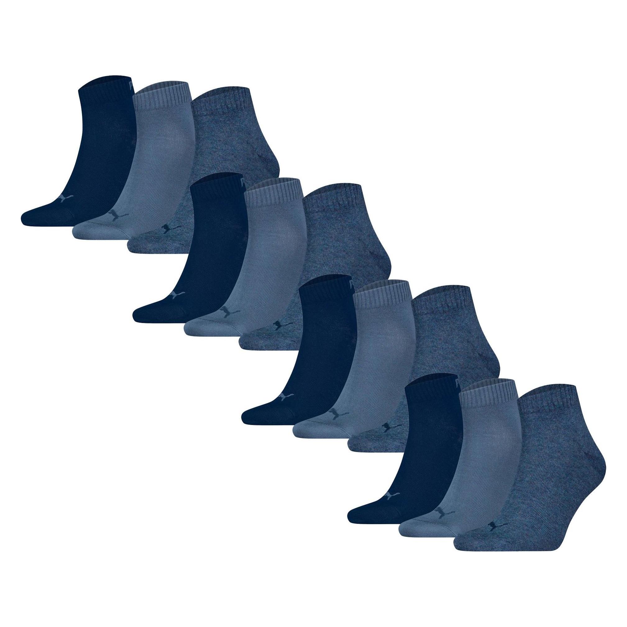 Puma, Herren, Socken, Socken Sportlich Stretch Quarter Plain 12P, Blau, (12er Pack, 43 - 46)