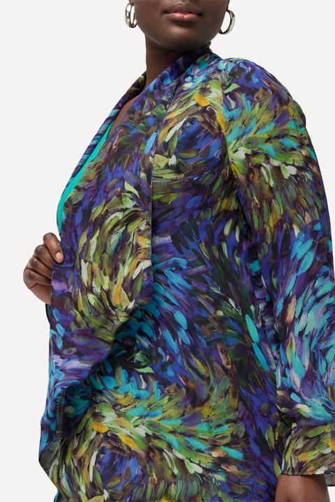 Produktbild Ulla Popken Indoorjacke, Rayon-Chiffon, Wasserfallkragen, Langarm (56)