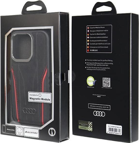 Immagine prodotto Audi Custodia rigida in vera pelle MagSafe per iPhone 14 Pro 6.1" czarno-czerwony/nero-rosso (Apple iPhone 14 Pro)