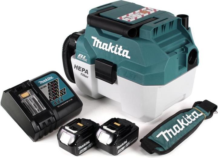 Produktbild Makita DVC 750 LRTX1 Akku Staubsauger Nass und Trockensauger 18 V tragbar + 2x 5,0 Ah Akku und Lader (Nass-Trockensauger)