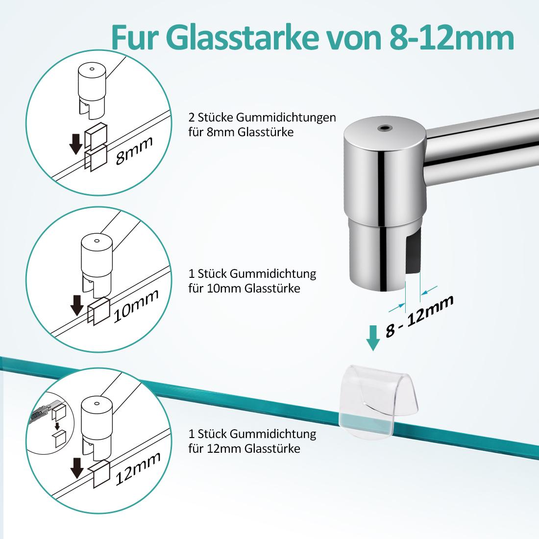 Thumbnail - Emke, Duschkabine + Duschwand, Wandhalterung Duschwandstabilisierung für Walk-in-Dusche für 8-10 mm Starkes Glas, L700-1...
