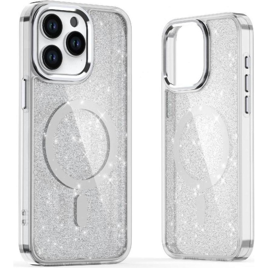 Hurtel Glitter Case MagSafe for iPhone 16 - white with glitter (Apple iPhone 16), Smartphone Hülle, Weiss