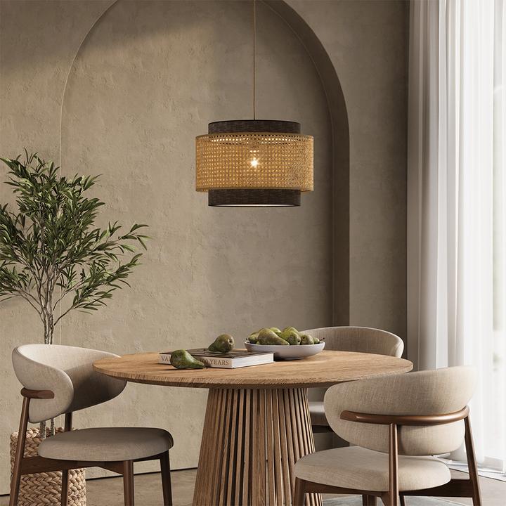 Actual product image Vicco Ceiling lamp Morten, Rattan/black, 45 x 31 cm (E27)