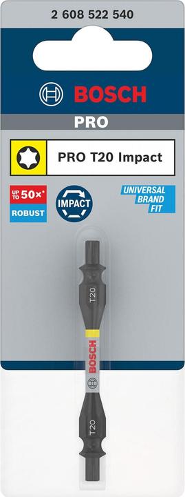 Actual product image Bosch Professional Zubehör PRO Impact screwdriver bit with double blades and pick and click inserts, T20, 65 mm