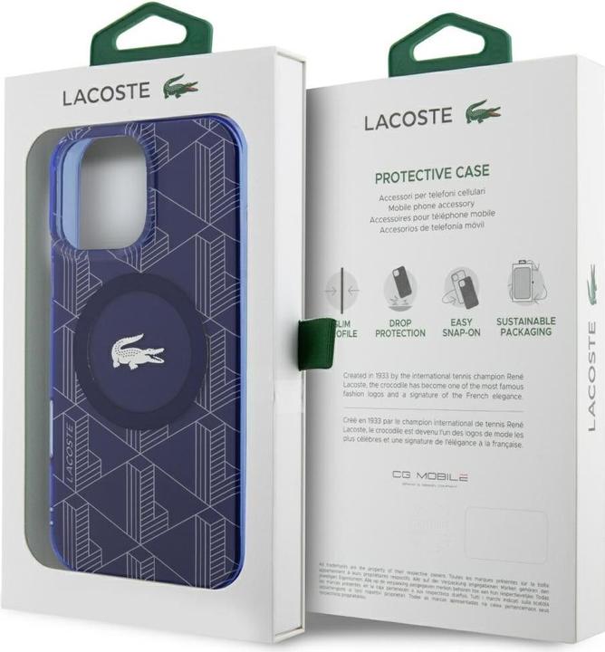 Actual product image Lacoste Etui HC IML Monogram Silver Croc Logo do iPhone 16 Pro MagSafe granatowy (Apple iPhone 16 Pro)