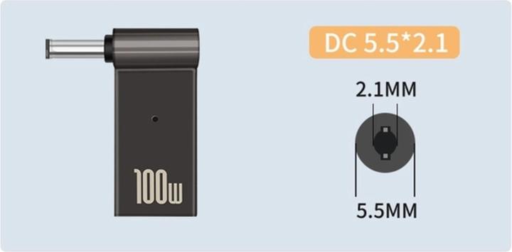 Actual product image PowerGuard USB-C to Notebook Charger Adapter DC Barrel 5.5 x 2.1mm (100 W)