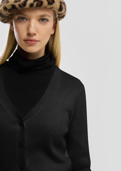 Produktbild s.Oliver Strickjacke Verkürzte Strickjacke mit Rippstruktur (S)