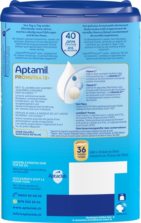 Valori nutrizionali e ingredienti Aptamil Pronutra Junior 18+ (800 g, a partire da 18 m.)