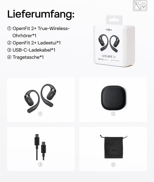 Produktbild Shokz OpenFit 2+ (Passive Geräuschunterdrückung, 8 h, Kabellos)