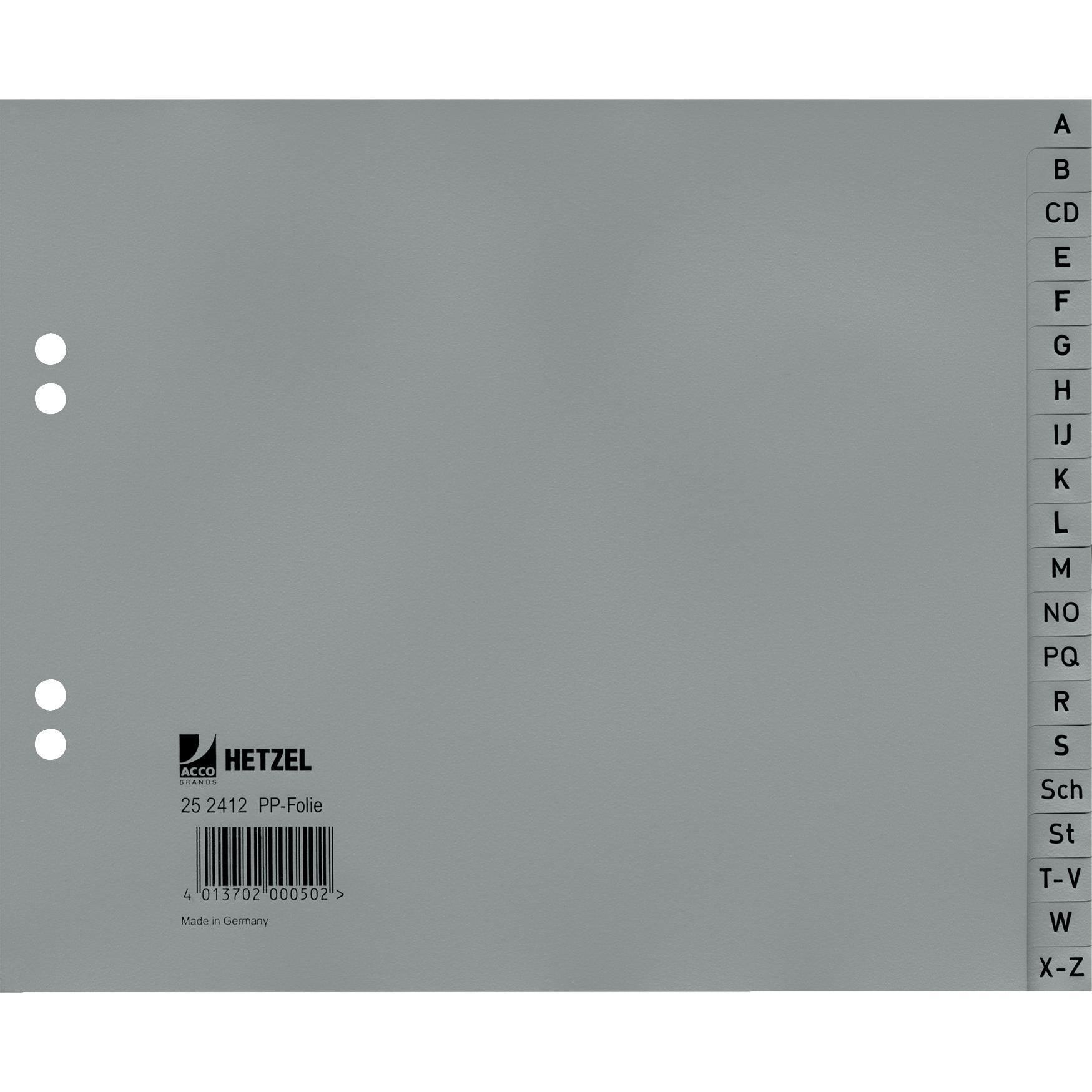 Hetzel, Ordner Zubehör, Plastikregister A-Z