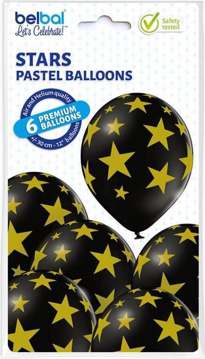 Produktbild Belbal Sterne gold / schwarz Ballon (6x)