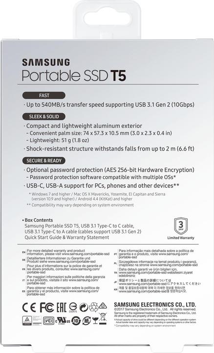 Image du produit Samsung T5 portable (1000 Go)