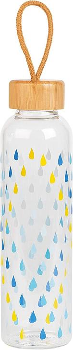 Actual product image CM06991 Raindrops Glass Bottle 550 ml with Bamboo Lid (0.55 l)