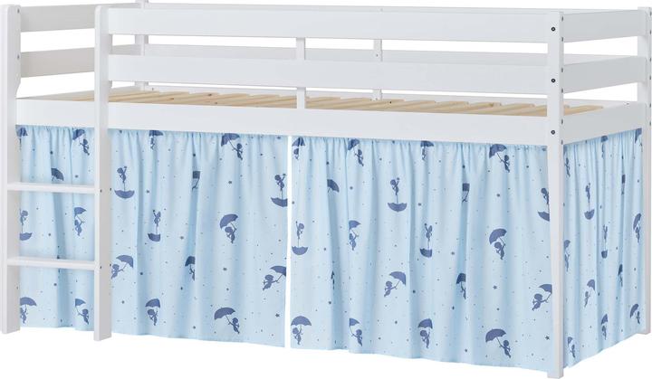 Image du produit Hoppekids ECO Comfort lit demi-haut 90x200 avec rideau Blue Ole Lukoie, blanc (90 x 200 cm)