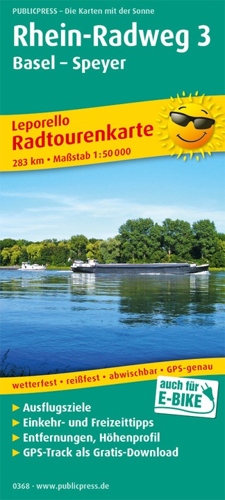 Produktbild Radwanderkarte Rhein-Radweg 3, Basel - Speyer 1 : 50 000