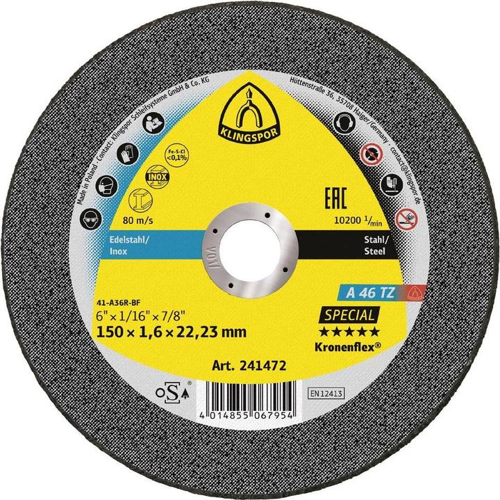 Actual product image Klingspor A 46 TZ Special - cutting-off wheels 150 x 1,6 x 22,23 mm