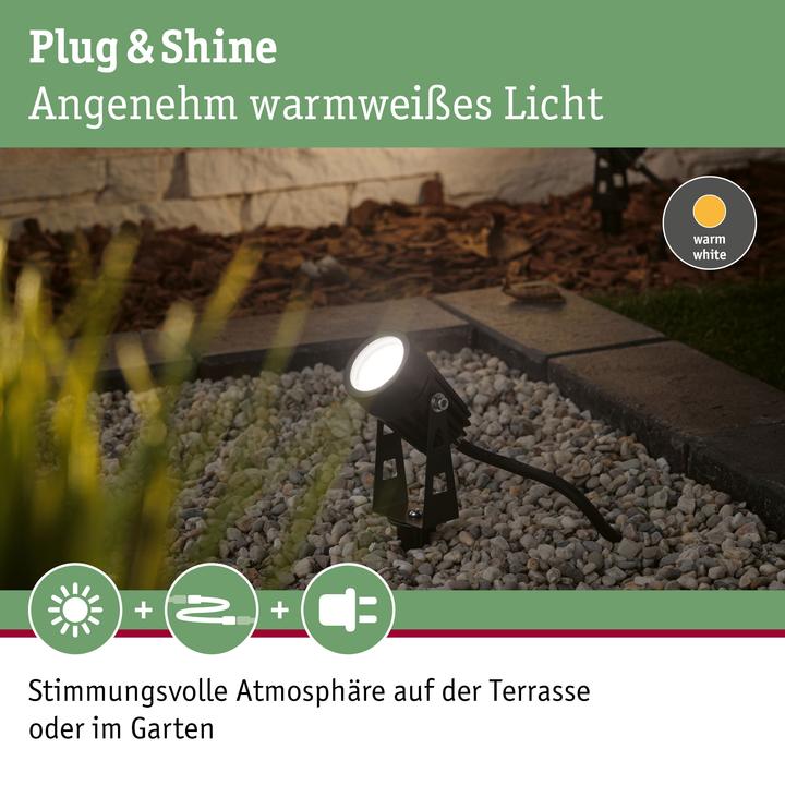 Actual product image Paulmann Plug & Shine starter set 3x LED spotlight with ground spike IP65 3x 3W 3x 150 lm 3000 K warm white (150 lm, IP65)