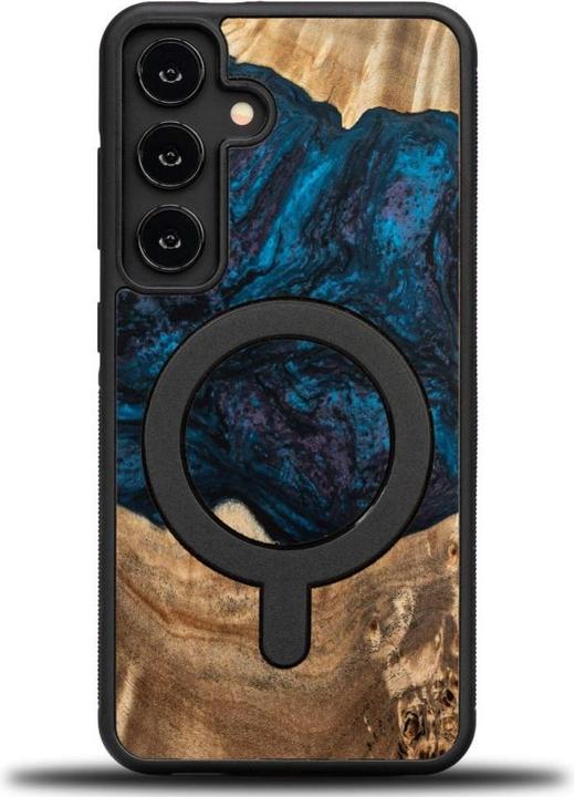 Actual product image Bewood Unique MagSafe Neptun wood and resin case for Samsung Galaxy A55 5G - navy blue and black (Samsung Galaxy A55)