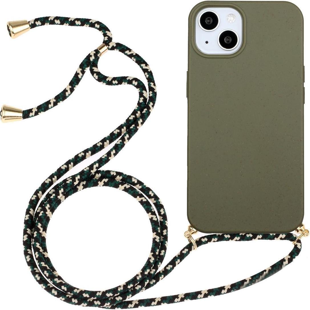 König Design Handykette Hülle Handy Schutz für Apple iPhone 15 Case Cover Bumper Etuis Kette, Handykette, Grün